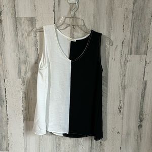 AA22 black white tank top cotton bleu small sm s